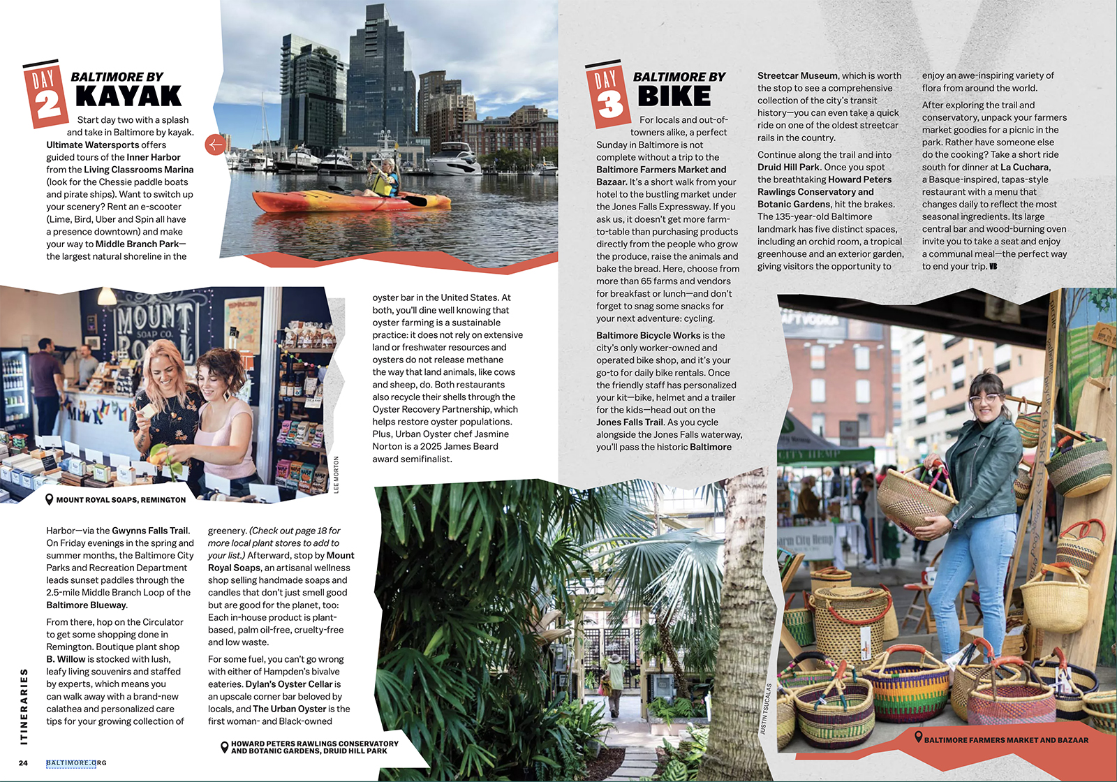 Sample spread from the Visit Baltimore Spring/Summer 2025 guide