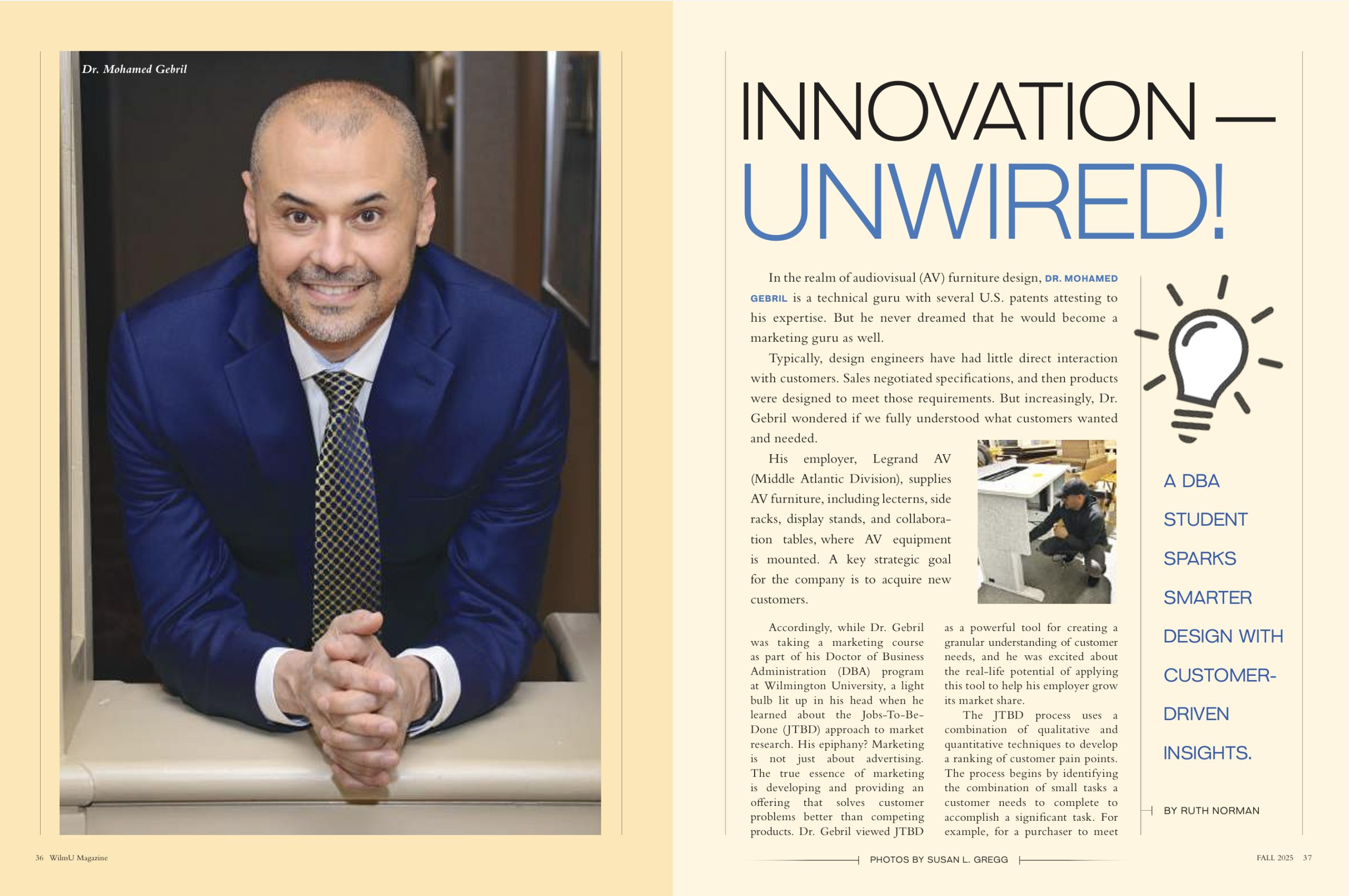 A sample spread from WilmU Fall issue.